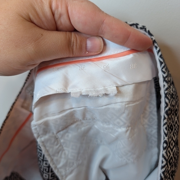 Banana Republic Hampton Ankle Pants Black White Geo Jacquard Design Size 10 - Picture 9 of 12